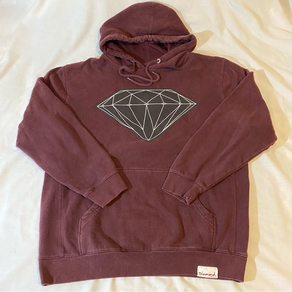 Diamond Supply Co. Hoody Sweatshirt Men’s Large Graphic Kanga Burgundy
